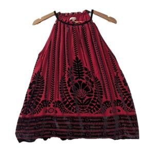 Y2K Max Studio Red Velvet Burnout Halter Top XL Boho Fairycore